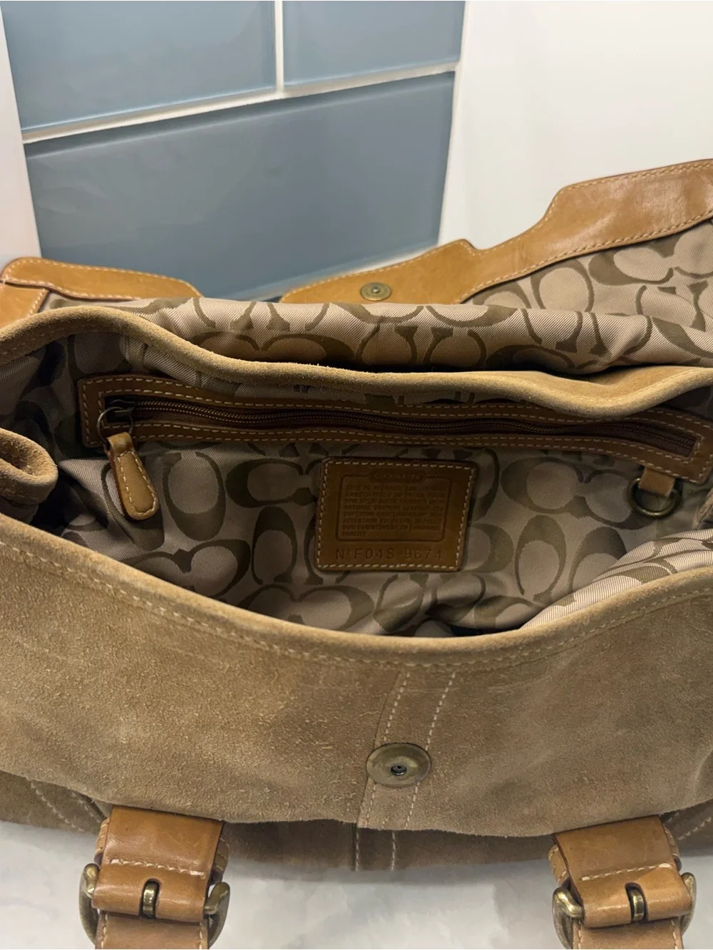 Coach Vintage SoHo Hamptons Suede Flap Satchel F04S-9674 Tan